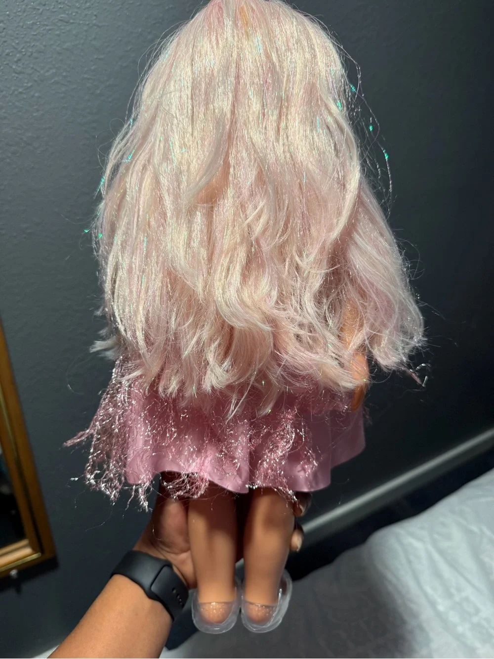 Our generation twinkle 18’’tooth fairy Doll pink glitter hair .